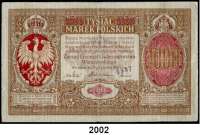 P A P I E R G E L D,B E S A T Z U N G S A U S G A B E N     I. W E L T K R I E G Generalgouvernement Warschau 1000 Marek 1917. Mit blauem Paginierstempel 5807.  Ros. EWK-32.