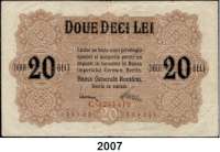 P A P I E R G E L D,B E S A T Z U N G S A U S G A B E N     I. W E L T K R I E G Besetzung Rumäniens 1 Leu und 20 Lei o.D.(1917).  Ros. EWK-9 b und 12.  LOT. 2 Scheine.