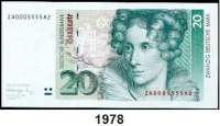 P A P I E R G E L D,BUNDESREPUBLIK DEUTSCHLAND  20 Deutsche Mark 1.8.1991.  Austauschnote.  ZA A.  Ros.BRD-42 b.