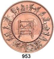Deutsche Demokratische Republik,M E D A I L L E N Tombakmedaille 1997 (B. Broschat). 27. Internationale Münztechnikertagung in Berlin. Kniehebelpresse, darum Szenen aus dem Schadowfries. / Ansicht der Münze Berlin von der Spree aus, darum Szenen aus dem Schadowfries. 65,5 mm. 98,6 g.