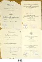 Orden, Ehrenzeichen, Militaria, Zeitgeschichte,Zeitgeschichte  -  Militaria  5 Urkunden des SS-Rottenführers Oskar Kaewert, SS Panzer Nachrichtenabteilung (Ostmedaille(2), Kraftfahrerbewährungsabzeichen Bronze, KVK 2. Klasse mit Schwertern und Demjanskschild).  Sowie Geburts-, Heirats- und Sterbeurkunden zwecks Ariernachweis.  Insgesamt 83 Schriftstücke.