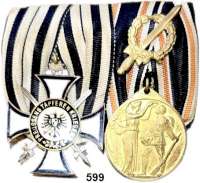Orden, Ehrenzeichen, Militaria, Zeitgeschichte,Deutschland Weimarer Republik Ordensschnalle mit zwei Auszeichnungen.  Preußisches Kriegererinnerungskreuz 1914/18 und Denkmünze der Deutschen Ehrenlegion.