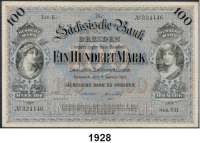 P A P I E R G E L D,Altdeutsche Staaten und Länderbanknoten Sachsen 100 Mark 2.1.1911..  Ser. VII.  Ros. SAX-8 a.