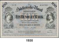 P A P I E R G E L D,Altdeutsche Staaten und Länderbanknoten Sachsen 100 Mark 2.1.1911..  Rs. ohne Unterschrift.  Ser. IX.  Ros. SAX-8 b.