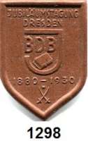 MEDAILLEN AUS PORZELLAN,Staatliche Porzellan-Manufaktur MEISSEN Dresden 1930 braun (schildförmig).  Bund Deutscher Buchbinder.