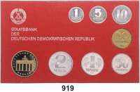 Deutsche Demokratische Republik,K U R S S Ä T Z E Kurssatz 1984. 1 Pfennig bis 5 Mark Brandenburger Tor.