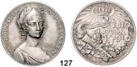 Deutsche Münzen und Medaillen,Preußen, Königreich Friedrich Wilhelm III. 1797 - 1840 Silbermedaille 1910 (Karl Goetz, München).  Auf seine Gemahlin Königin Luise - Zum 100. Todestag.  36 mm.  19,32 g.  Rand : Bayer. Hauptmünzamt Feinsilber.  Kienast 11.
