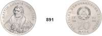Deutsche Demokratische Republik, 20 Mark 1983. Zum 500. Geburtstag von Martin Luther. Materialprobe in Neusilber. Auflage 100 Exemplare. Mit einpunzierter Nummer 039.