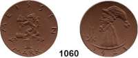 P O R Z E L L A N M Ü N Z E N,S T Ä D T E M Ü N Z E N Meissen 1 Mark 1921 braun.  Gipsform.  Menzel 16521.10.