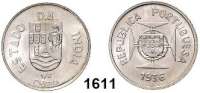 AUSLÄNDISCHE MÜNZEN,Indien Portugiesisch Indien 1/2 Rupia 1936.  Schön 10.  KM 23.