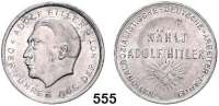 M E D A I L L E N,Drittes Reich Aluminiummedaille o.J. (unsigniert). WÄHLT ADOLF HITLER. Kopf links. / Schrift und strahlendes Hakenkreuz. 33 mm. 2,29 g. Colbert-Hyder C-9.